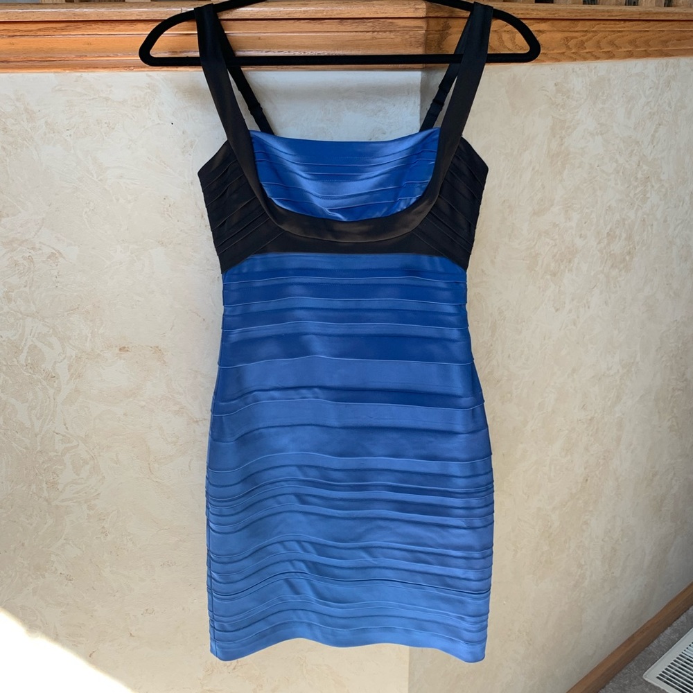 BCBGMAXAZRIA Pleated Satin Sheath Dress
